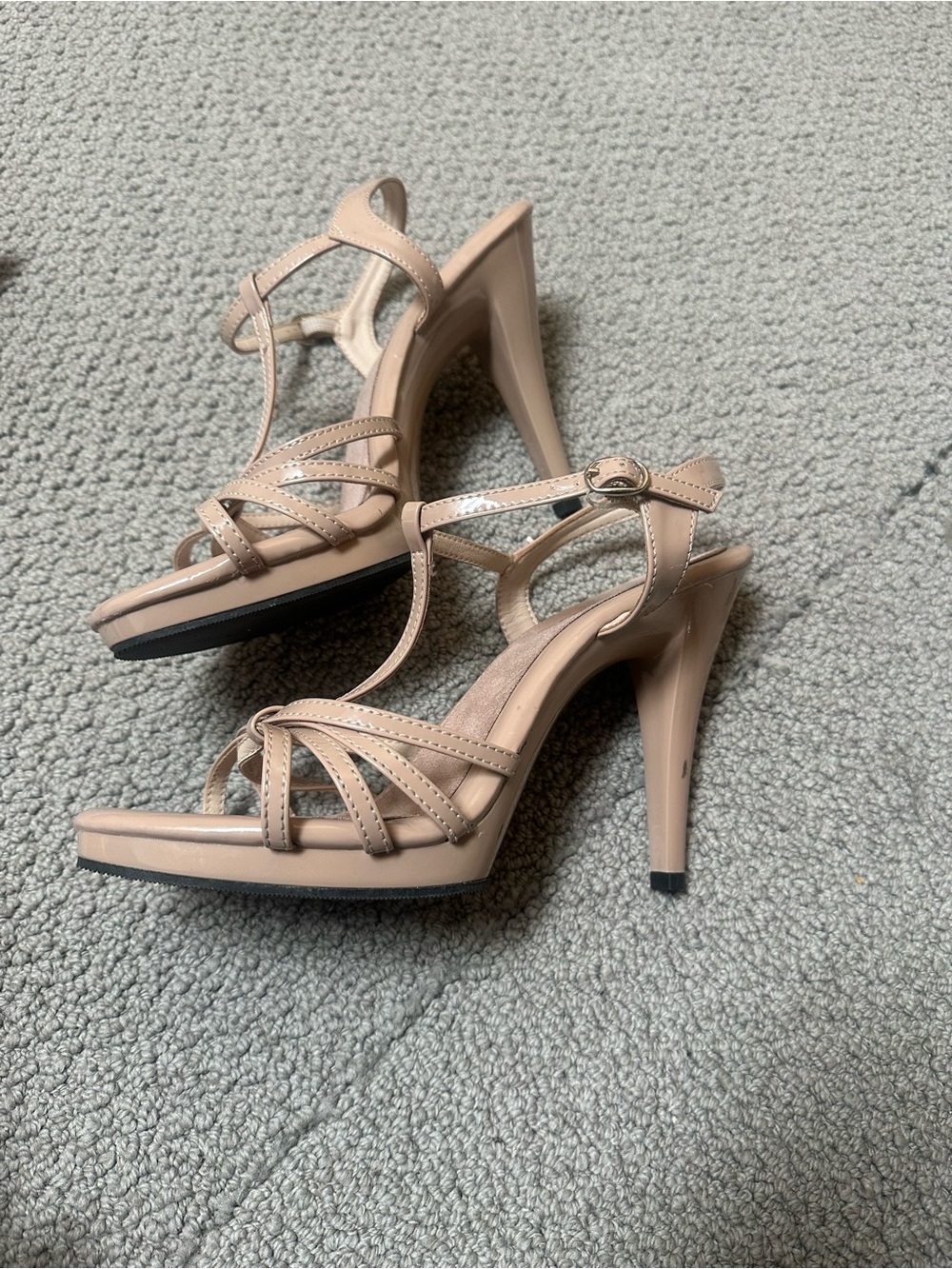 Pleaser Nude Strappy Platform High Heel Sandals - Picture 8 of 8